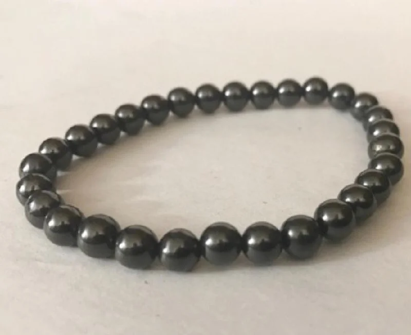 Ladies Bracelets for Special Spark-Shungite 6mm Stretchy Bracelet