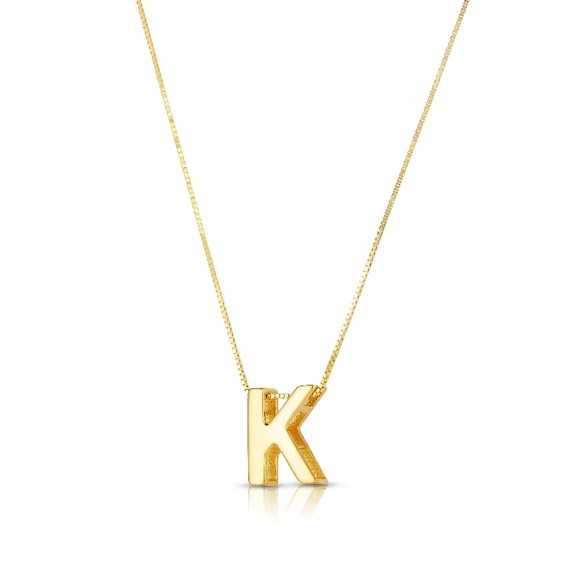 Ladies Necklaces for Teacher Shine-14K Gold Block Letter Initial K Necklace