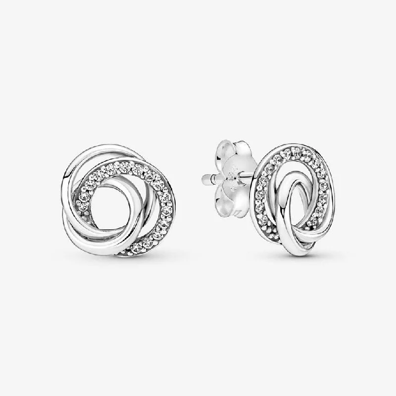 Ladies Galaxy Sparkle Earrings -PANDORA : Family Always Encircled Stud Earrings