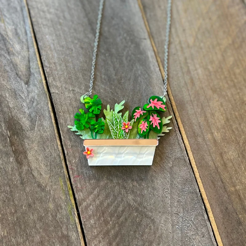 Ladies Necklaces with Warm Opal-Planter Box Necklace