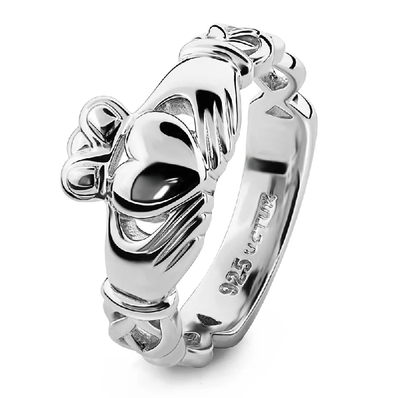 Ladies Ceramic Band Rings -Unisex Sterling Silver UUS-6341 Claddagh Ring