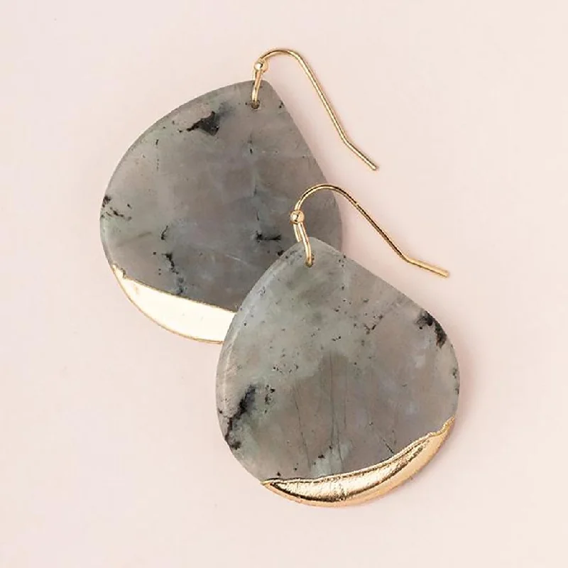 Ladies Twisted Chain Earrings -Scout Curated Wears : Stone Dipped Teardrop Earring - Labradorite/Gold