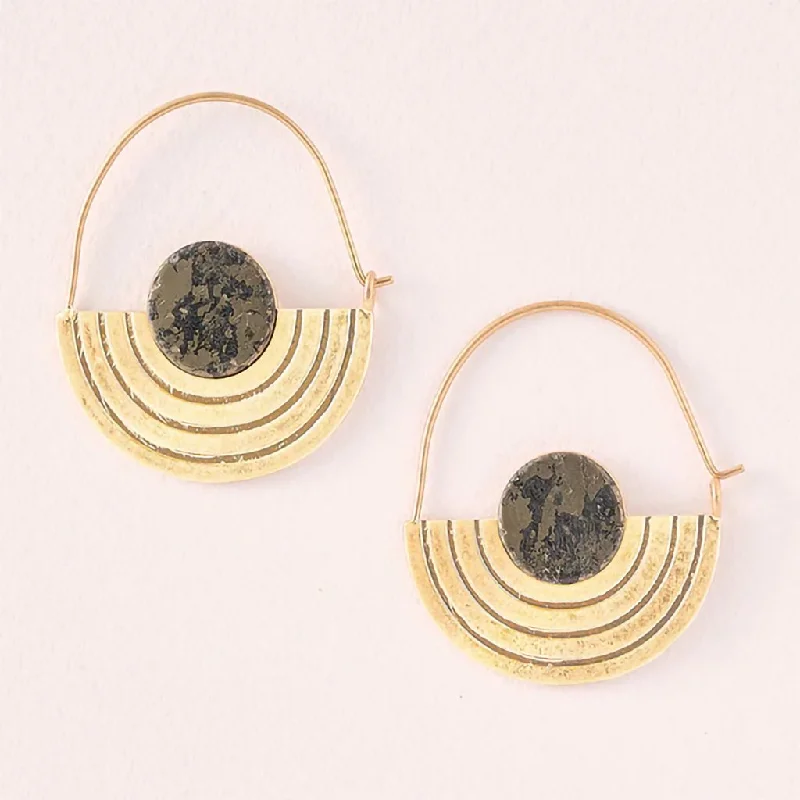 Ladies Diamond Drop Earrings -Scout Curated Wears : Stone Orbit Earring - Pyrite/Gold