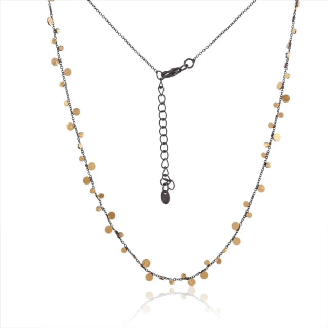 Ladies Necklaces with Grey Hematite-Gold Rhodium Dot Necklace