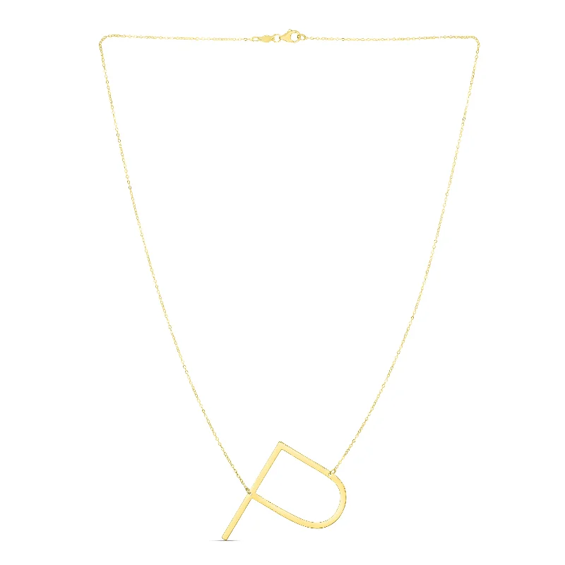 Ladies Necklaces for Niece Shine-14K Gold Large Initial P Necklace