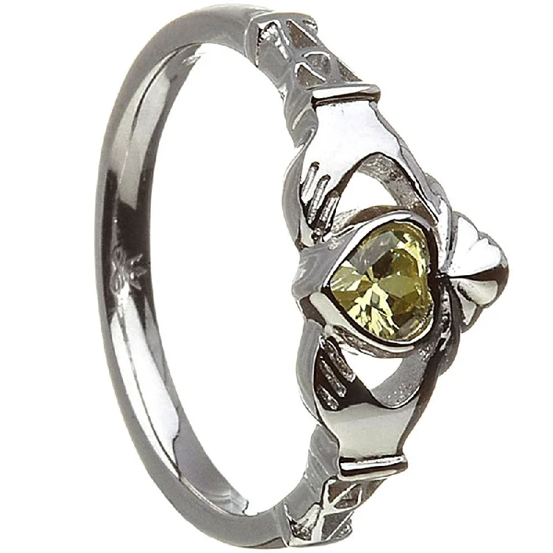 Ladies Puzzle Piece Rings -Retired AUGUST Birthstone Silver Claddagh Ring LS-BSRV2-8