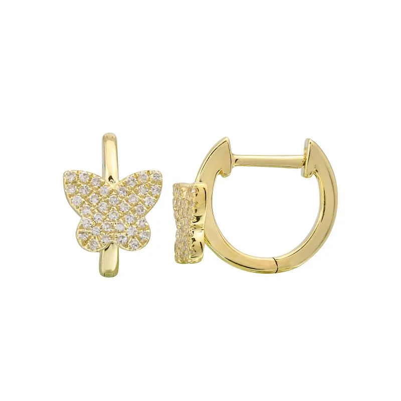 Ladies Birthstone Gem Rings -Butterfly Huggie Earring