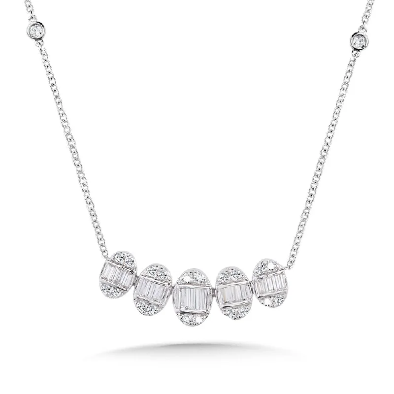 Ladies Necklaces for Mentor Spark-Diamond Station Necklace in White Gold