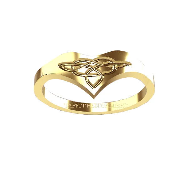 Ladies Birthday Gift Rings -Celtic Flowing Wishbone Ring in 9 ct Yellow Gold