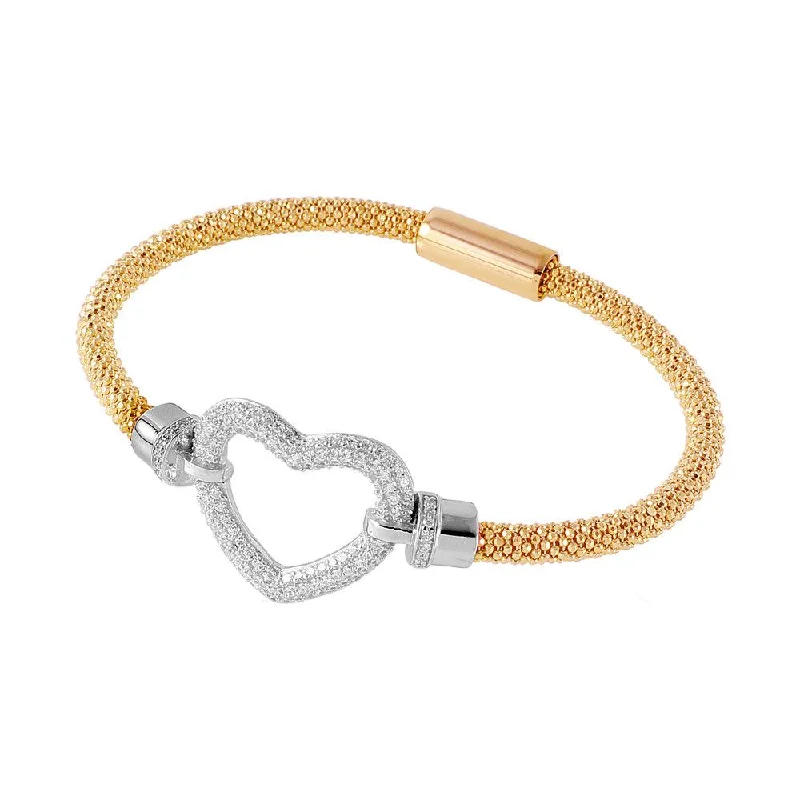 Ladies Bracelets Soft Shine-Silver 925 Gold Plated Open Heart  Bracelet - ITB00181GP-RH