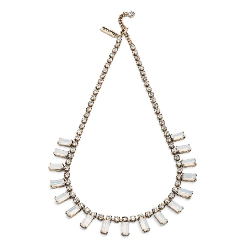 Ladies Necklaces Dual Shine-White Milk Stone 1950s style necklace