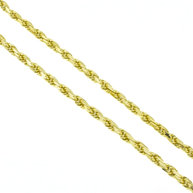 Ladies Necklaces with Hex Shine-2mm Wide Rope Chain Necklace 21" in 14K Yellow Gold