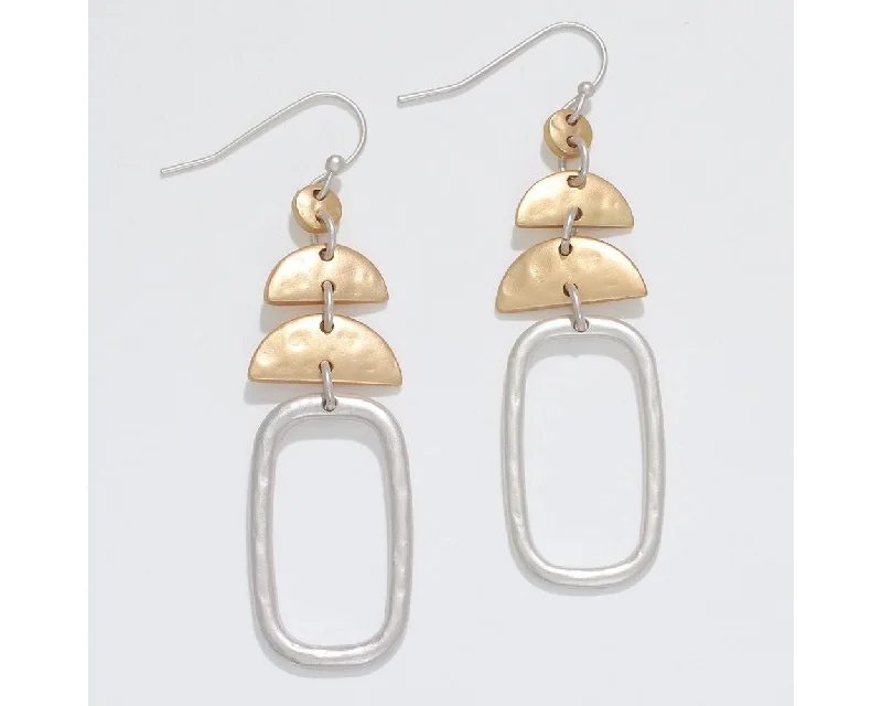 Ladies Moonstone Glow Earrings -Periwinkle by Barlow : Hammered Matte Two-Tone Drops - Earrings