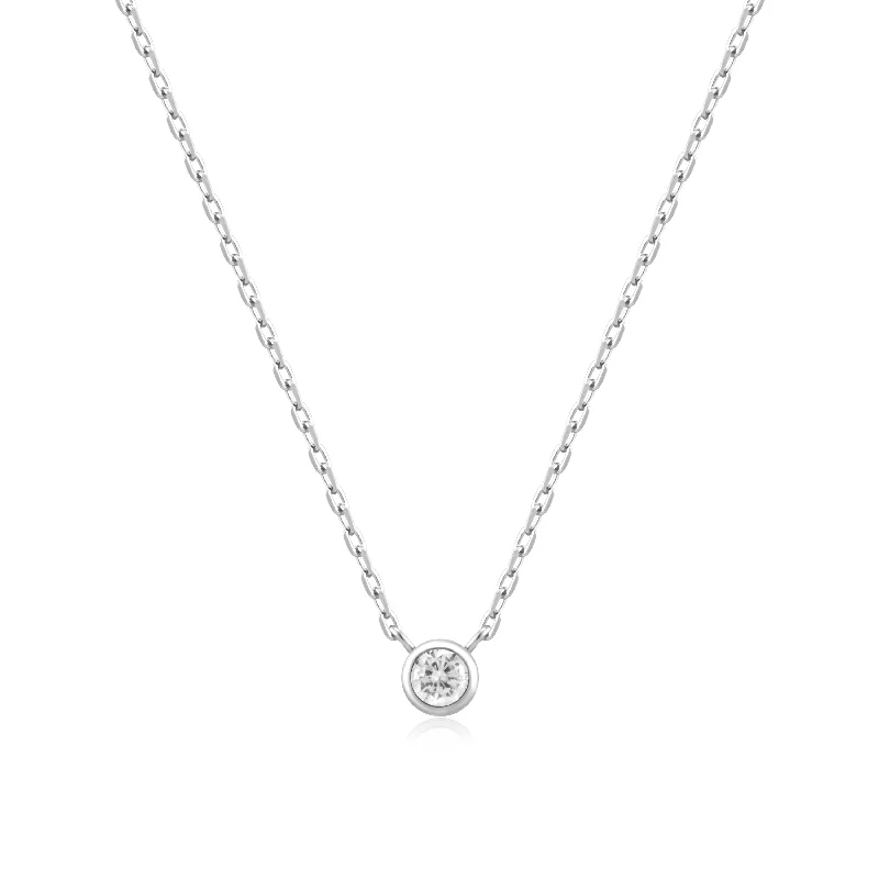 Ladies Necklaces with Aqua Hemimorphite-CZ Solitaire Necklace in Silver by Ania Haie