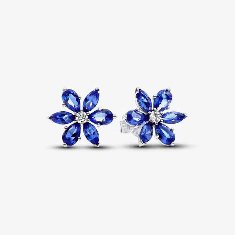 Ladies Animal Theme Earrings -PANDORA : Sparkling Blue Herbarium Cluster Stud Earrings