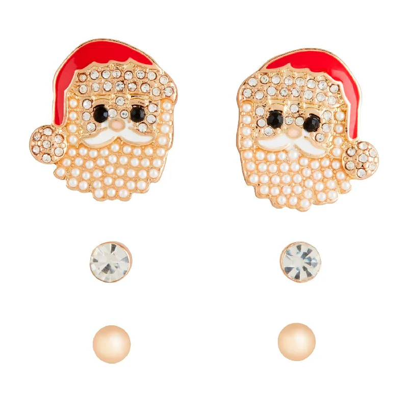 Ladies Chakra Balance Earrings -Set of 3 Holiday Santa Stud Earrings Set