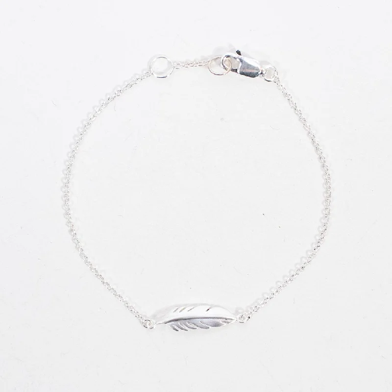 Ladies Bracelets for Mentor Shine-Silver Feather Bracelet