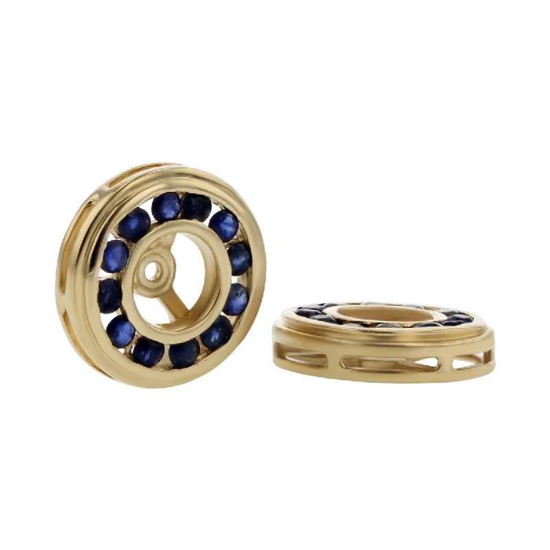 Ladies Flower Petal Rings -14K Blue Sapphire Channel-Set Earring Jackets