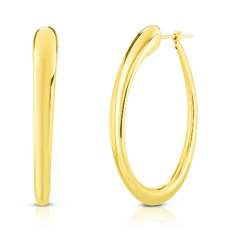 Ladies Pure Platinum Rings -18K Contoured Oro Classic Hoop Earring