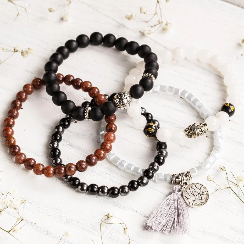 Ladies Bracelets for Mom Glow-Buddha & Lotus Bracelet Set