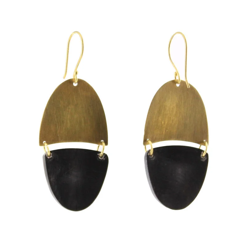 Ladies Balance Charm Rings -Malang Linked Capsule Earring - Dark Horn, Brass