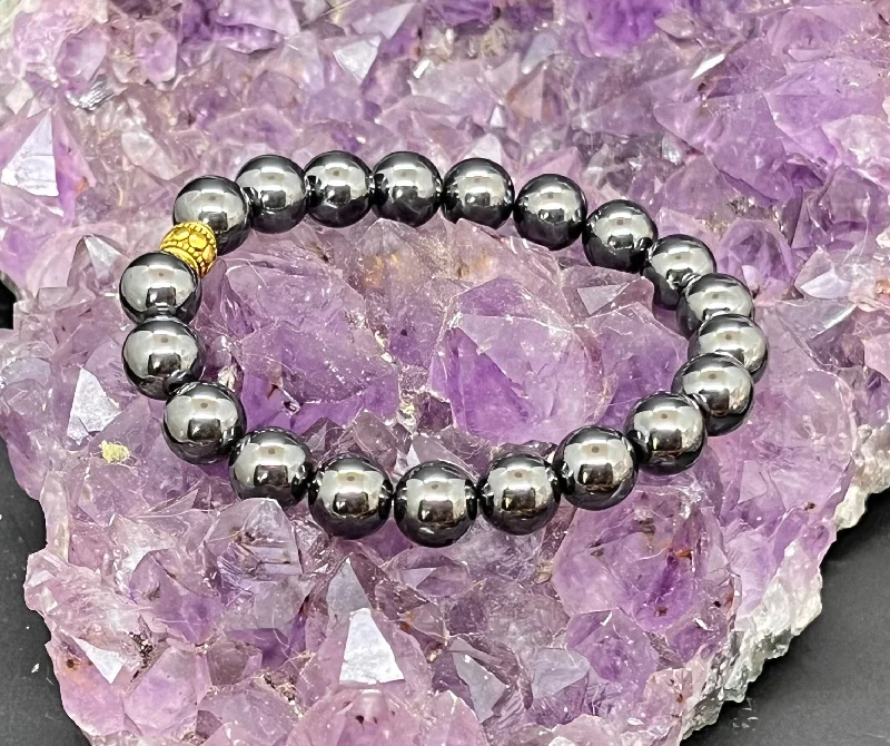 Ladies Bracelets for Photo Spark-Hematite 10mm Stretchy Bracelet