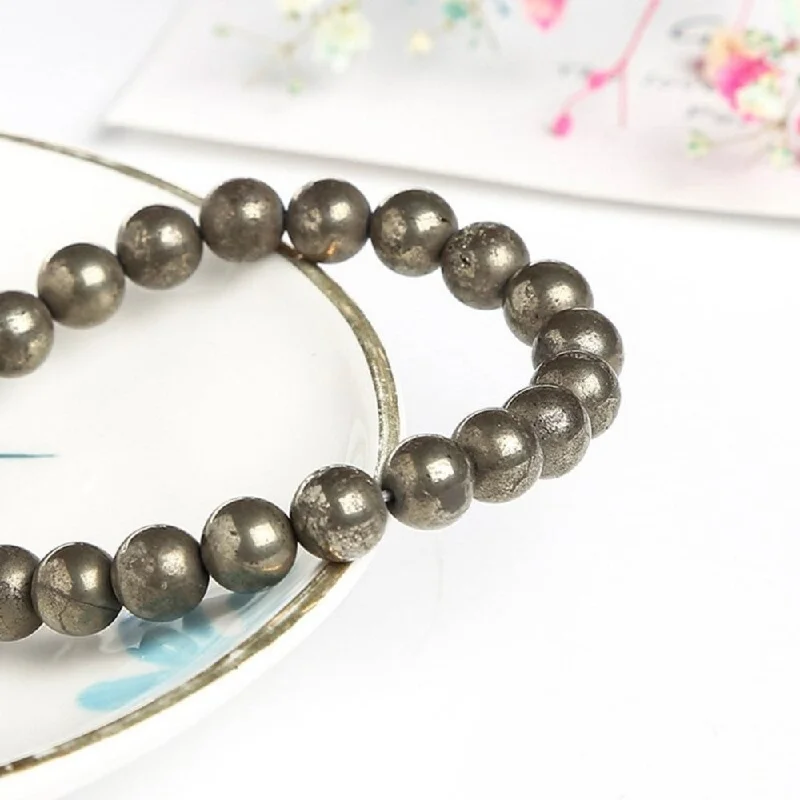 Ladies Bracelets with Wave Glow-Pyrite Stone Bead Bracelet