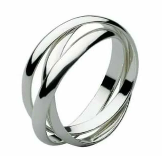 Ladies Sister Bond Rings -Stainless Steel Petite Trinity 3 Ring