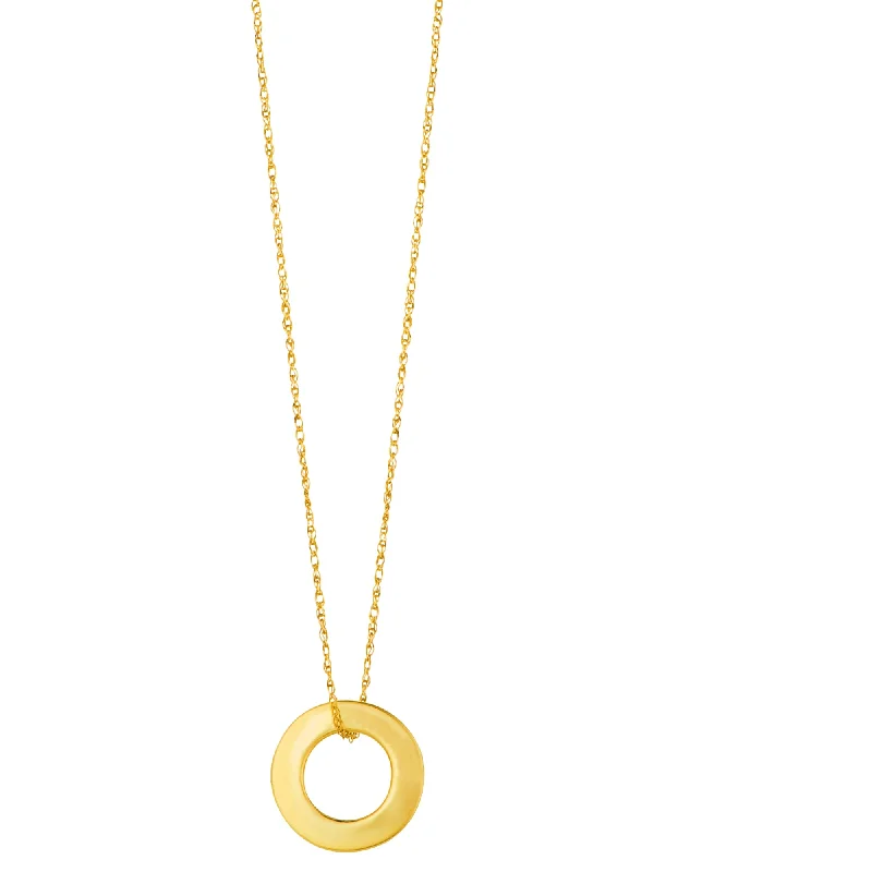 Ladies Necklaces with Crown Glow-14K Gold Polished Mini Open Circle Necklace