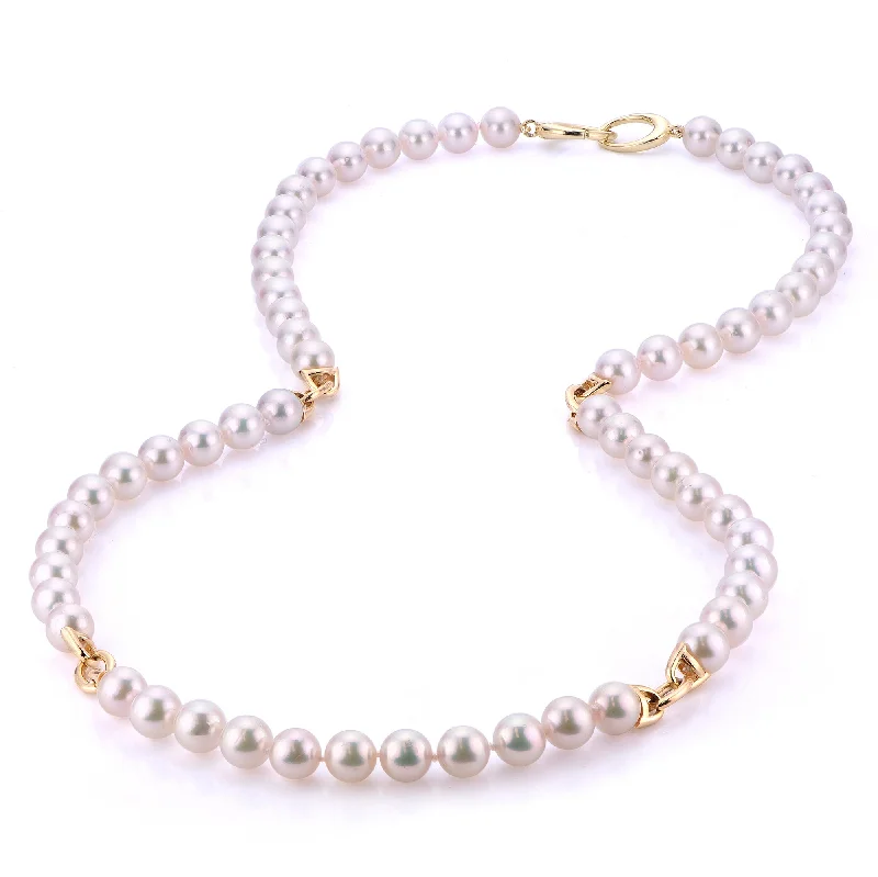 Ladies Necklaces with Anchor Shine-14KT Yellow Gold Akoya Pearl Necklace