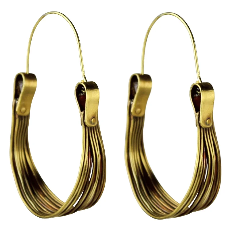 Ladies Tension Set Rings -Nara Wire Loop Earring, Brass