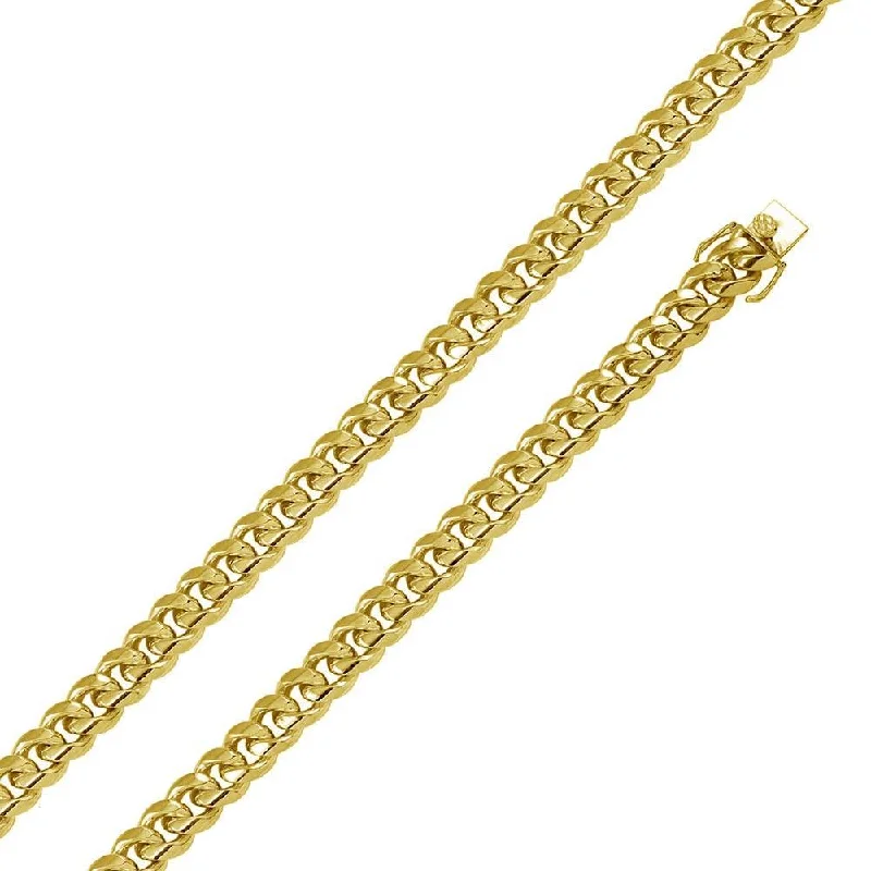 Ladies Bracelets for Aunt Glow-Gold Plated 925 Sterling Silver Miami Cuban 400 Chain or Bracelet Box Lock 12.8mm - CH445 GP