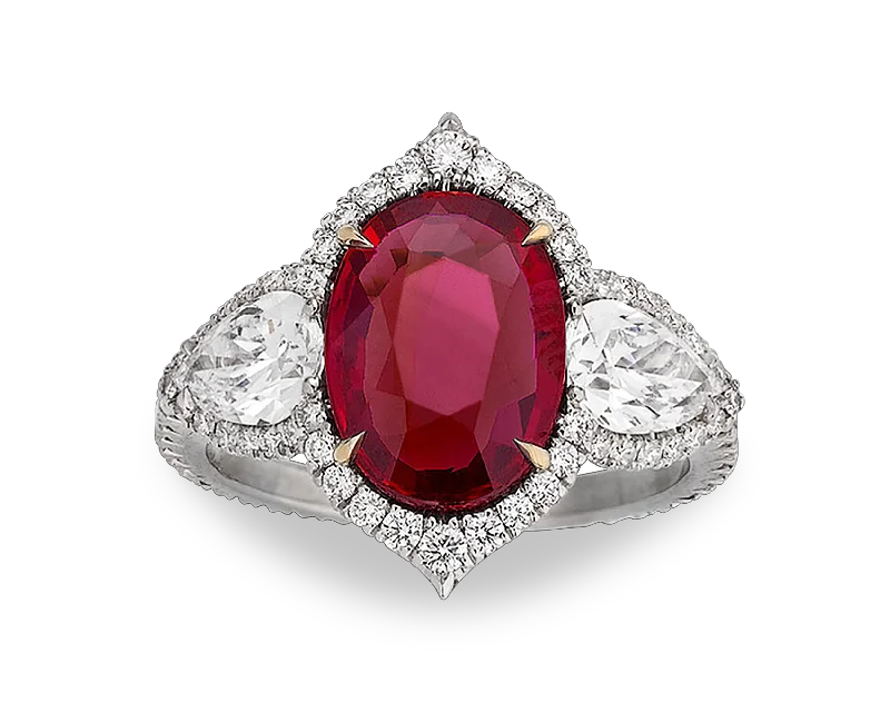 Untreated Ruby and Diamond Ring, 3.02 Carats