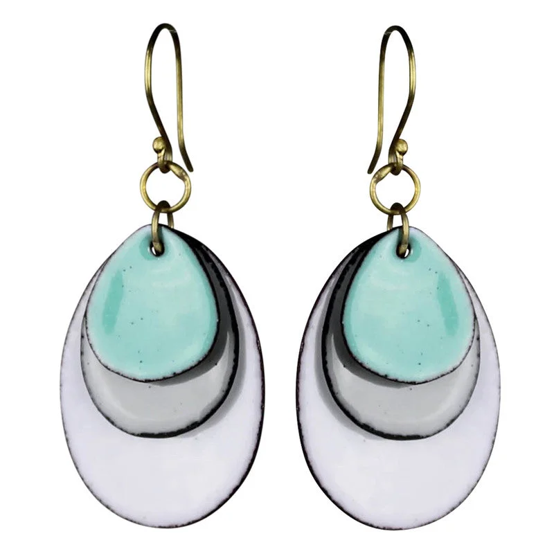 Ladies Elephant Trunk Rings -Donte Enamel Earring, Aqua - Ovals