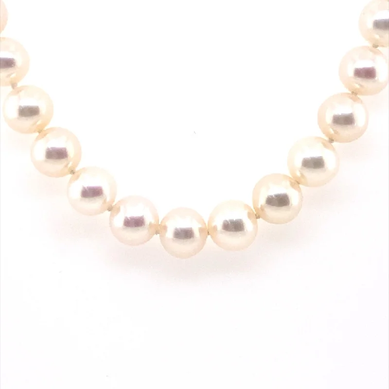 Ladies Necklaces with Heart Shine-23" Freshwater Pearl Necklace in White Gold by B&C