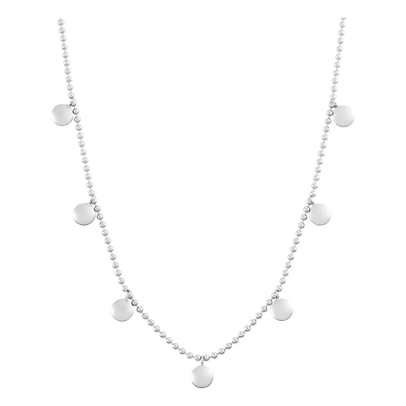 Ladies Necklaces with Pure Okenite-Drop Bead Necklace in Silver