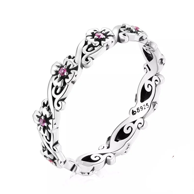 Ladies Romantic Rose Rings -Sterling Silver Flower Ring