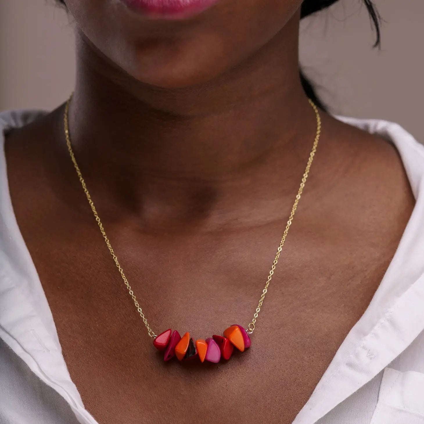 Ladies Necklaces with Cream Howlite-Tagua Tapajos Chain Necklace