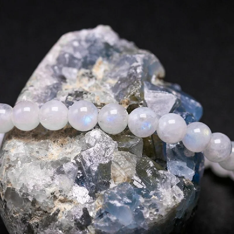 Ladies Bracelets with Pure Danburite-Rainbow Moonstone Bead Bracelet