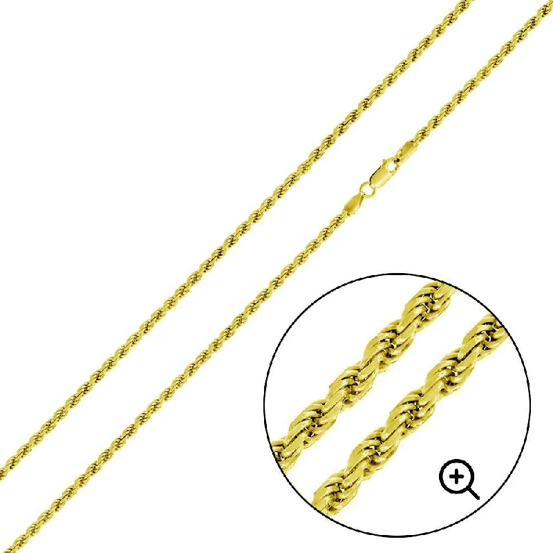 Ladies Bracelets with Blue Jeremejevite-Gold Plated 925 Sterling Silver Rope 040 Chain or Bracelet 2mm - CH390 GP