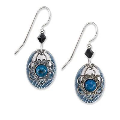 Ladies Urban Edge Earrings -Silver Forest Earrings Silver Blue Filigree Lapis