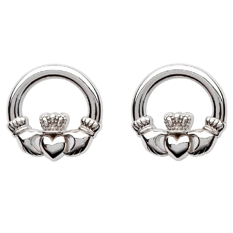 Ladies Romantic Rose Earrings -Shanore : Sterling Silver Claddagh Stud Earrings