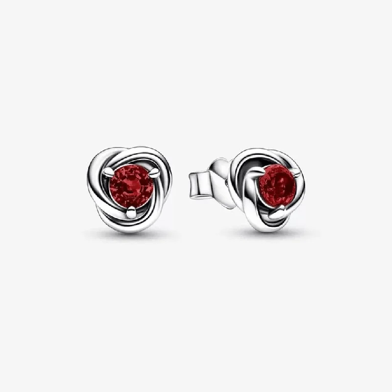 Ladies Dragon Claw Earrings -PANDORA : January Red Eternity Circle Stud Earrings