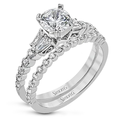 Ladies Eternity Engagement Rings -Round-cut Engagement Ring & Matching Wedding Band in 18k Gold with Diamonds LR2569