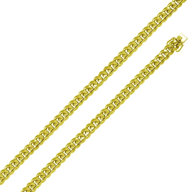 Ladies Bracelets with Cross Spark-Gold Plated 925 Sterling Silver Miami Cuban Chain or Bracelet 9mm Box Lock - CH486 GP