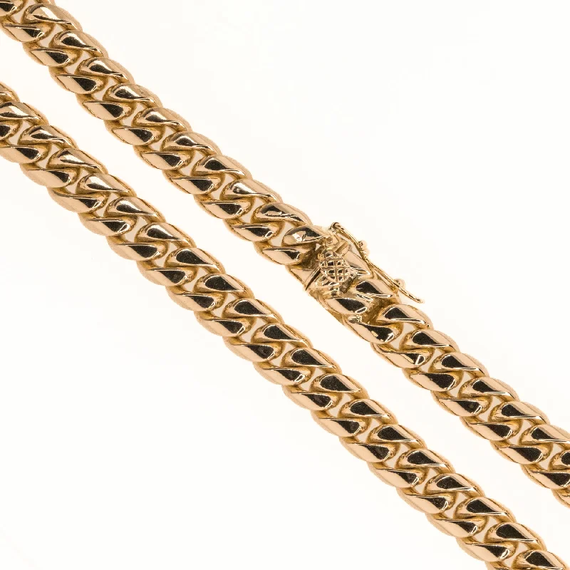 Ladies Necklaces with Crown Glow-9mm Wide Vintage Curb Link 16" Chain Necklace in 18K Rose Gold