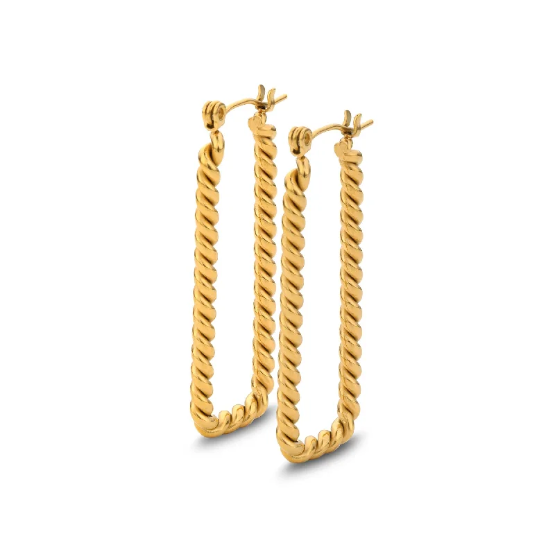 Ladies Channel Gem Rings -Rope earring gold