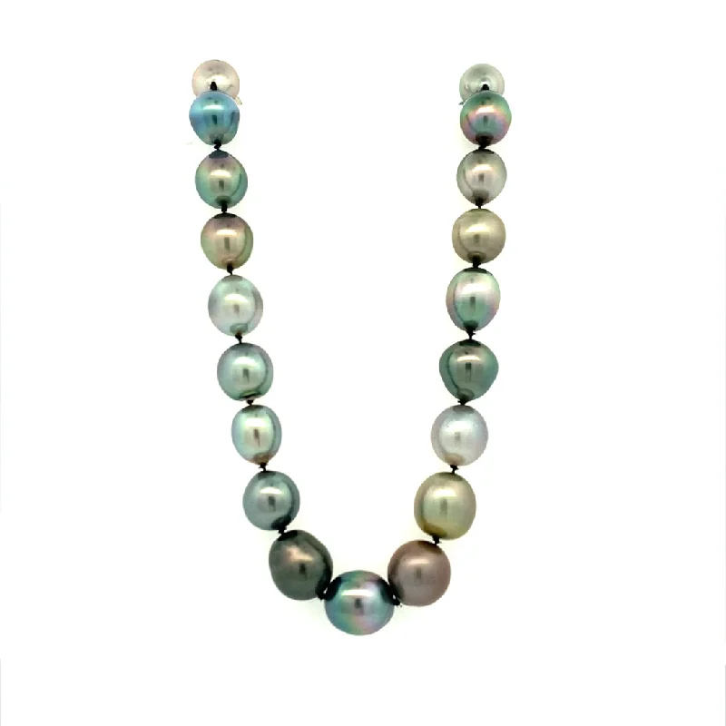 Ladies Necklaces Long Glow-18" Multi-olored Tahitian Pearl Necklace in White GOld