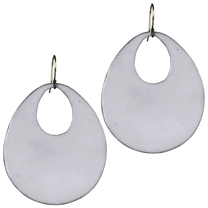 Ladies Unicorn Horn Rings -Donte Earring, Teardrop Cut Out White Enamel - Large