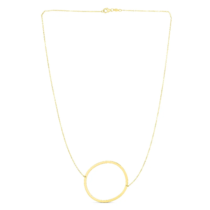 Ladies Necklaces with Ocean Larimar-14K Gold Large Initial O Necklace